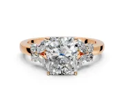 Solitaire Engagement Ring Setting for Radiant Cut Center with Marquise Flower Shoulders and Prong Head in Rose Gold