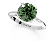 Solitaire Engagement Ring Setting for Fancy Green Round Cut Center with Knife Ridge Band and Claw Prong Head in White Gold