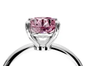 Minimalist Solitaire Engagement Ring Setting for Fancy Pink Round Cut Center with Thin Band and Prong Head in Platinum