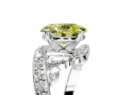 Solitaire Engagement Ring Setting for Fancy Yellow Oval Center with Pave Bypass Twist Band and Prong Head in Platinum
