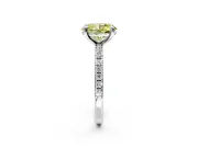 Solitaire Engagement Ring Setting for Fancy Yellow Oval Center with Fine Pave Narrow Band and Prong Head in White Gold