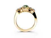 5 Stone Engagement Ring Setting for Fancy Green Marquise Center with Equal Close-Set Accents and Prong Head in Yellow Gold