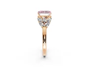 Leaf Cluster Engagement Ring Setting for Fancy Pink Radiant Cut Center with Marquise Accents and Prong Head in Rose Gold