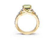 Solitaire Engagement Ring Setting for Fancy Yellow Asscher Cut Center with Graduated Shared Prongs and Prong Head in Yellow Gold