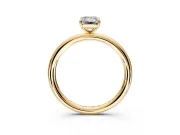 Low-Set Solitaire Engagement Ring Setting for Emerald Cut Center with Thin Plain Band and Prong Head in Yellow Gold