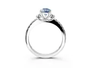 Paired Accent Engagement Ring Setting for Fancy Blue Pear-Shaped Center with Pave Band and Prong Head in White Gold