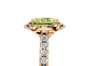 Floral Engagement Ring Setting for Fancy Yellow Radiant Cut Center with Pave Band and Floral Prong Head in Rose Gold