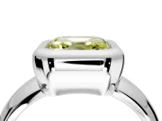 Solitaire Engagement Ring Setting for Fancy Yellow Asscher Cut Center with Wide Band and Bezel Head in Sterling Silver