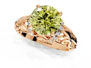 Solitaire Engagement Ring Setting for Fancy Yellow Round Cut Center with Filigree Accent Basket and Prong Head in Rose Gold