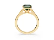 Solitaire Engagement Ring Setting for Fancy Green Asscher Cut Center with Channel Accents and Prong Head in Yellow Gold