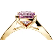 Solitaire Engagement Ring Setting for Fancy Pink Radiant Cut Center with Tapered Shoulders and Prong Head in Yellow Gold
