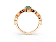 Milgrain Bezel Engagement Ring Setting for Fancy Green Pear-Shaped Center with Marquise Stations and Bezel Head in Rose Gold