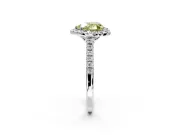 Halo Engagement Ring Setting for Fancy Yellow Heart-Shaped Center with Raised Halo, Pave Band and Prong Head in Sterling Silver