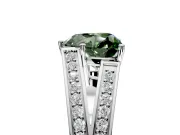 Split Shank Engagement Ring Setting for Fancy Green Heart-Shaped Center with Pave Split Shank and Prong Head in White Gold