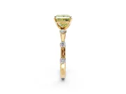 Solitaire Engagement Ring Setting for Fancy Yellow Princess Cut Center with Bezel Station Band and Prong Head in Yellow Gold