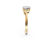 Solitaire Engagement Ring Setting for Princess Cut Center with Plain Bypass Twist Band and Prong Head in Yellow Gold