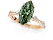 Solitaire Engagement Ring Setting for Fancy Green Marquise Center with Bezel Station Band and Prong Head in Rose Gold