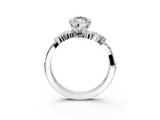 Solitaire Engagement Ring Setting for Marquise Center with Marquise Accent Twist Band and Prong Head in Sterling Silver