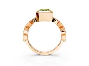 Milgrain Bezel Engagement Ring Setting for Fancy Yellow Asscher Cut Center with Marquise Stations and Bezel Head in Rose Gold