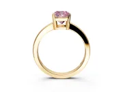 Solitaire Engagement Ring Setting for Fancy Pink Cushion Cut Center with Plain Band and Flat Tab Prong Head in Yellow Gold