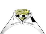 Solitaire Engagement Ring Setting for Fancy Yellow Cushion Cut Center with Tapered Shoulders and Prong Head in Sterling Silver