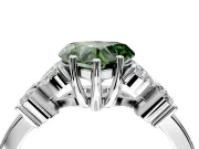 Floral Engagement Ring Setting for Fancy Green Heart-Shaped Center with Marquise Cluster Shoulders and Prong Head in White Gold