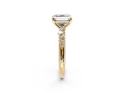 Cluster Engagement Ring Setting for Asscher Cut Center with Round Cut Accent Band and Prong Head in Yellow Gold