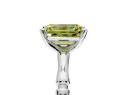 Solitaire Engagement Ring Setting for Fancy Yellow Emerald Cut Center with Bamboo Band and Prong Head in Platinum