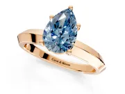 Solitaire Engagement Ring Setting for Fancy Blue Pear-Shaped Center with Wide Knife Ridge Band and Prong Head in Rose Gold
