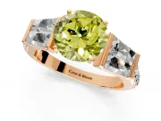 Channel-Set Engagement Ring Setting for Fancy Yellow Round Cut Center with Baguette Band and Prong Head in Rose Gold