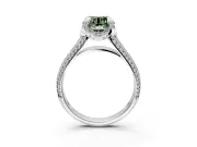 Solitaire Engagement Ring Setting for Fancy Green Round Cut Center with Accented Split Shank and Prong Head in Platinum