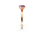 Solitaire Engagement Ring Setting for Fancy Pink Round Cut Center with Thin Rounded Plain Band and Prong Head in Rose Gold