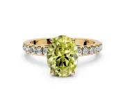 Open Basket Engagement Ring Setting for Fancy Yellow Oval Center with Pave Band and Prong Head in Yellow Gold