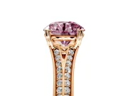 Solitaire Engagement Ring Setting for Fancy Pink Round Cut Center with Pave Rail Split Shank and Prong Head in Rose Gold