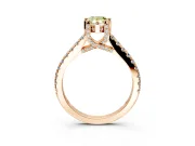 Solitaire Engagement Ring Setting for Fancy Yellow Pear-Shaped Center with Widening Pave Band and Claw Prong Head in Rose Gold
