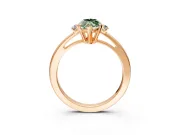3 Stone Engagement Ring Setting for Fancy Green Marquise Center with Low-Set Round Cut Accents and Prong Head in Rose Gold