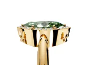 Halo Engagement Ring Setting for Fancy Green Marquise Center with Tapered Plain Band and Prong Head in Yellow Gold