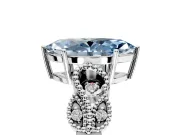 Leaf Engagement Ring Setting for Fancy Blue Marquise Center with Milgrain Accent Band and Prong Head in Sterling Silver
