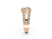 Halo Engagement Ring Setting for Heart-Shaped Center with Wide-Open Pave Split Shank and Prong Head in Rose Gold