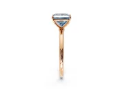 Solitaire Engagement Ring Setting for Fancy Blue Princess Cut Center with Straight Thin Band and Prong Head in Rose Gold