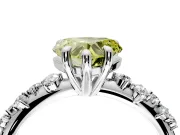 Solitaire Engagement Ring Setting for Fancy Yellow Heart-Shaped Center with Trailing Leaf Accent Band and Prong Head in Sterling Silver
