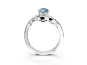 Solitaire Engagement Ring Setting for Fancy Blue Pear-Shaped Center with Pave Bypass Twist Band and Prong Head in Sterling Silver