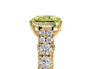 Solitaire Engagement Ring Setting for Fancy Yellow Radiant Cut Center with Pave Cathedral Shoulders and Prong Head in Yellow Gold