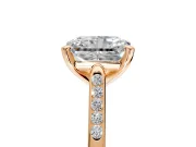 Solitaire Engagement Ring Setting for Radiant Cut Center with Channel Accents and Prong Head in Rose Gold