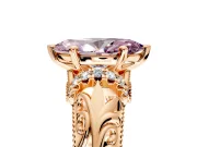 Solitaire Engagement Ring Setting for Fancy Pink Marquise Center with Filigree Accent Basket and Prong Head in Rose Gold