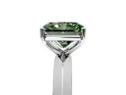 Solitaire Engagement Ring Setting for Fancy Green Radiant Cut Center with Wide Knife Ridge Band and Prong Head in White Gold