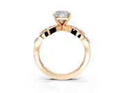 Solitaire Engagement Ring Setting for Cushion Cut Center with Criss-Cross Accent Band and Prong Head in Rose Gold