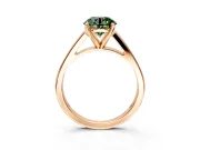 Solitaire Engagement Ring Setting for Fancy Green Round Cut Center with Tapered Split Shoulders and Prong Head in Rose Gold
