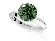 Solitaire Engagement Ring Setting for Fancy Green Round Cut Center with Wide Knife Ridge Band and Prong Head in Platinum