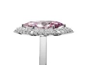 Halo Engagement Ring Setting for Fancy Pink Marquise Center with Plain Tapered Band and Prong Head in Platinum